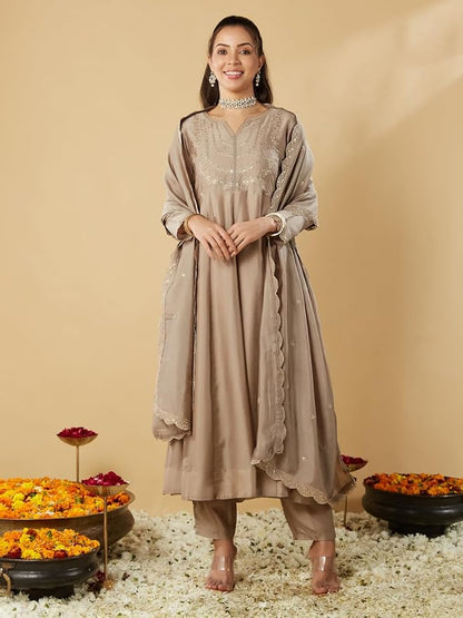 MUSKAN Vichitra Silk Vichitra Kurti Set