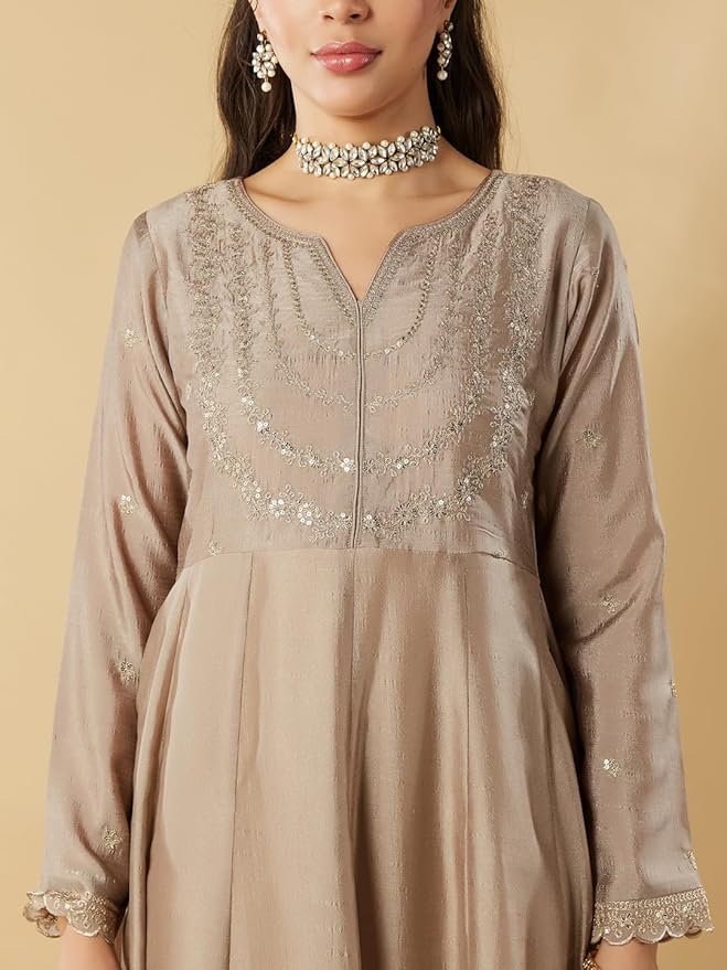 MUSKAN Vichitra Silk Vichitra Kurti Set