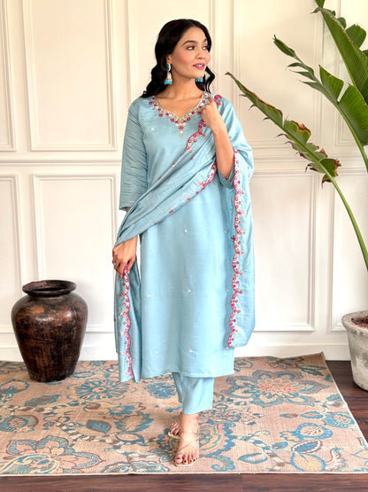 PRACHI Viscose Chanderi Viscose Chanderi Kurti Set