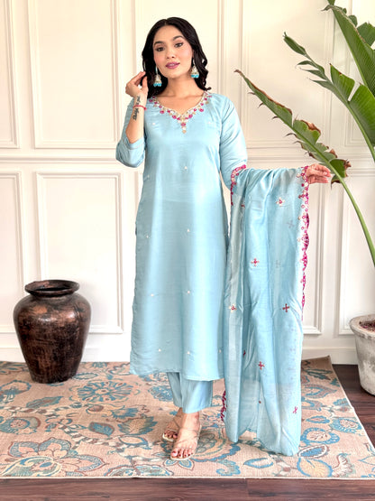 PRACHI Viscose Chanderi Viscose Chanderi Kurti Set