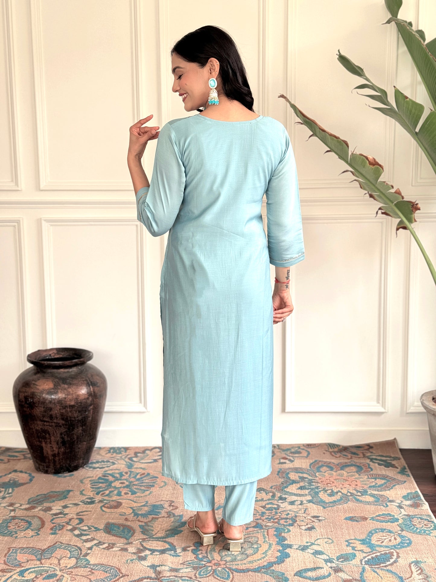 PRACHI Viscose Chanderi Viscose Chanderi Kurti Set