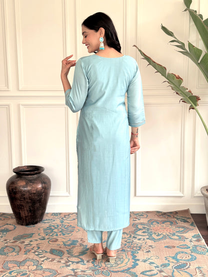 PRACHI Viscose Chanderi Viscose Chanderi Kurti Set