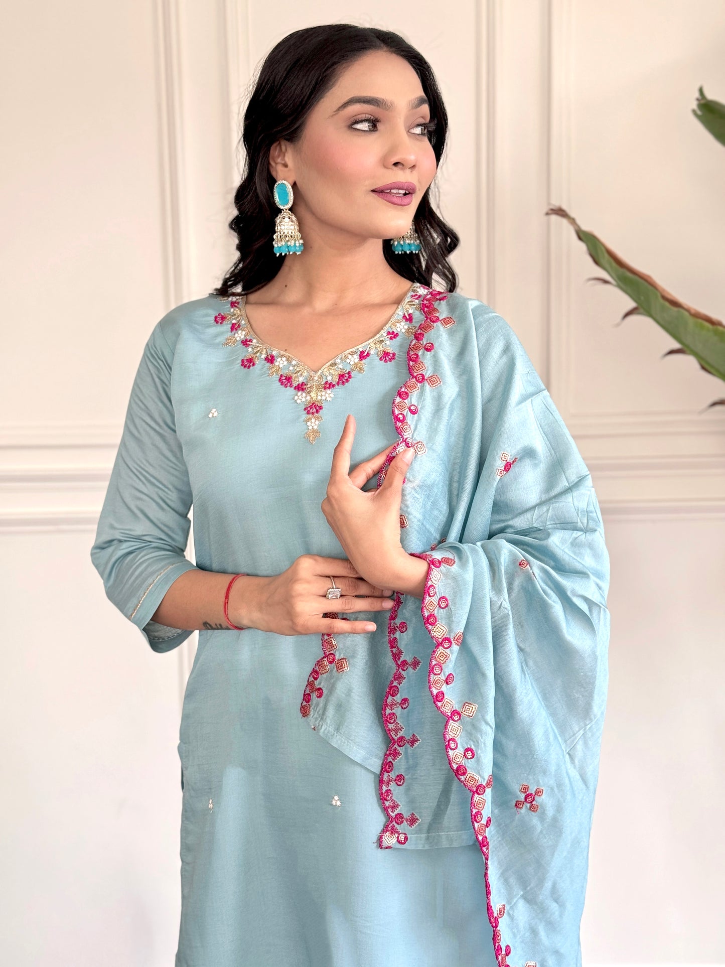 PRACHI Viscose Chanderi Viscose Chanderi Kurti Set