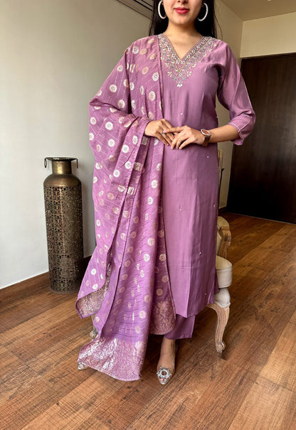 RIGA Viscose Chanderi Jacquard Kurti Set