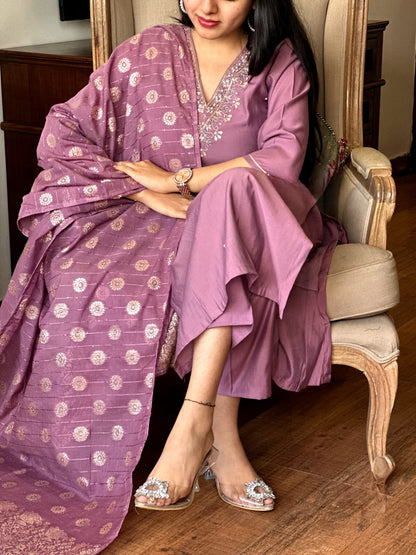 RIGA Viscose Chanderi Jacquard Kurti Set