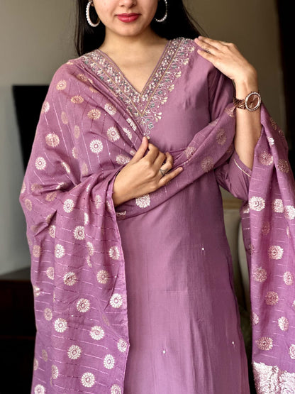 RIGA Viscose Chanderi Jacquard Kurti Set