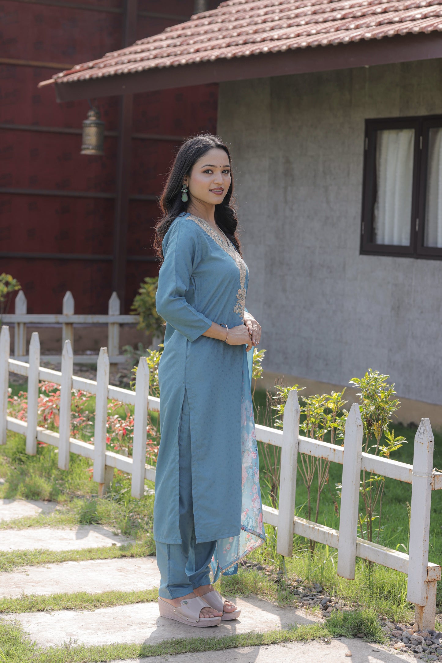 Firozi Designer Kurti Set