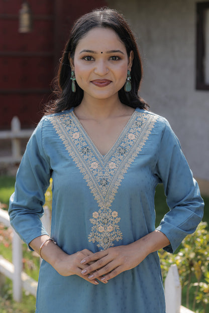 Firozi Designer Kurti Set