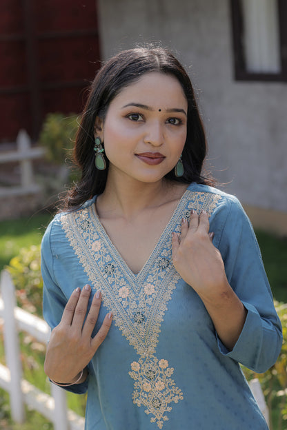 Firozi Designer Kurti Set