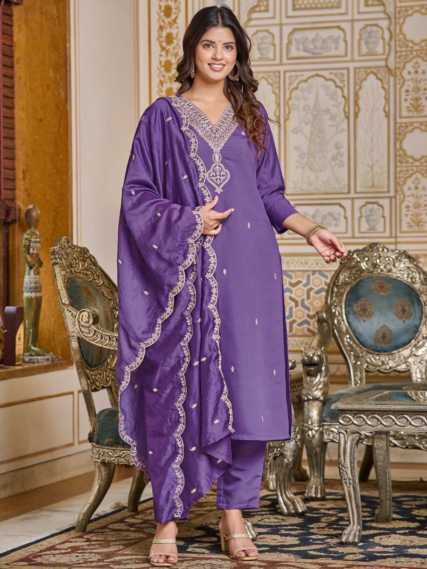 Lavender Designer Kurti Set