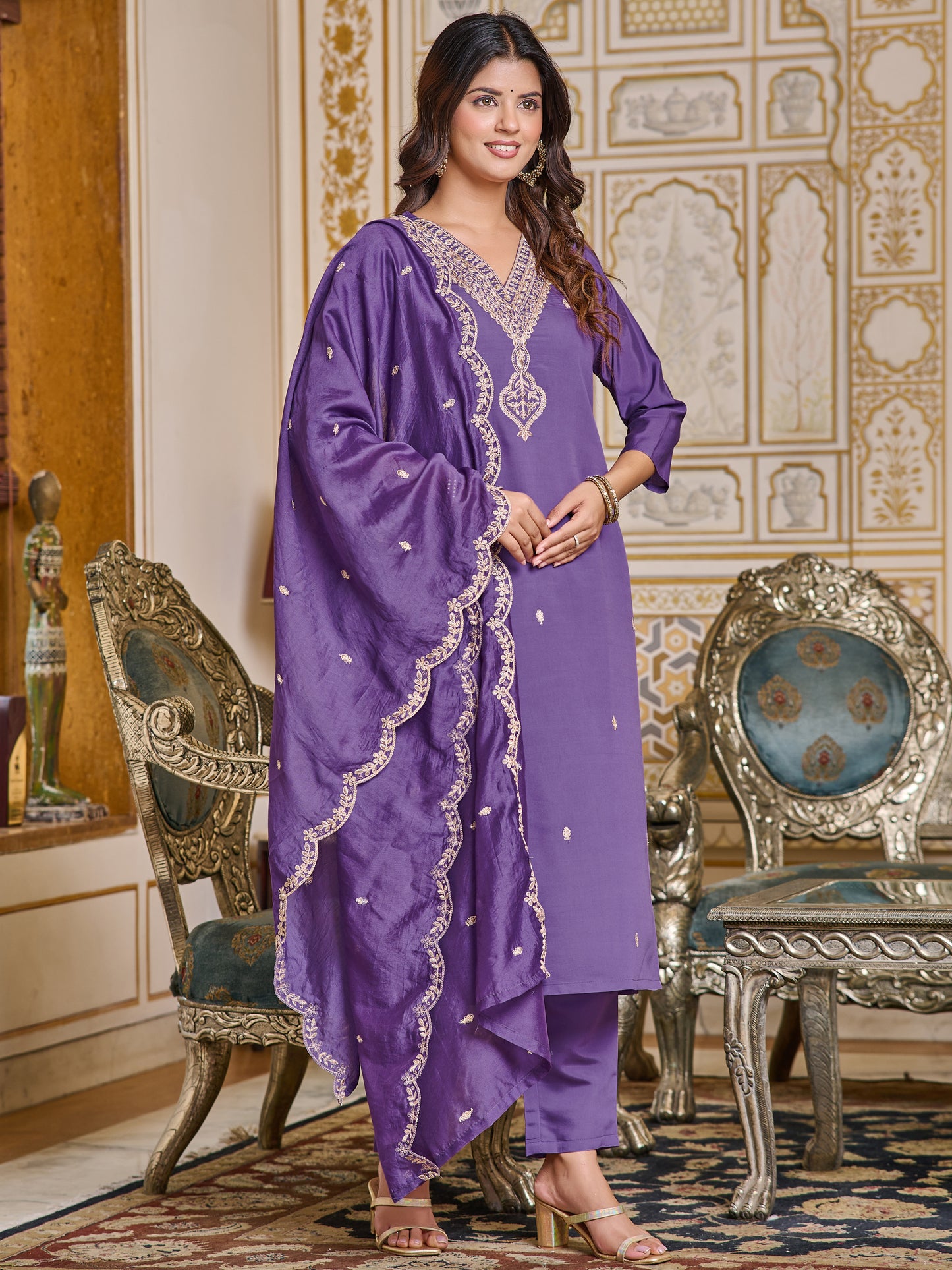 Lavender Designer Kurti Set