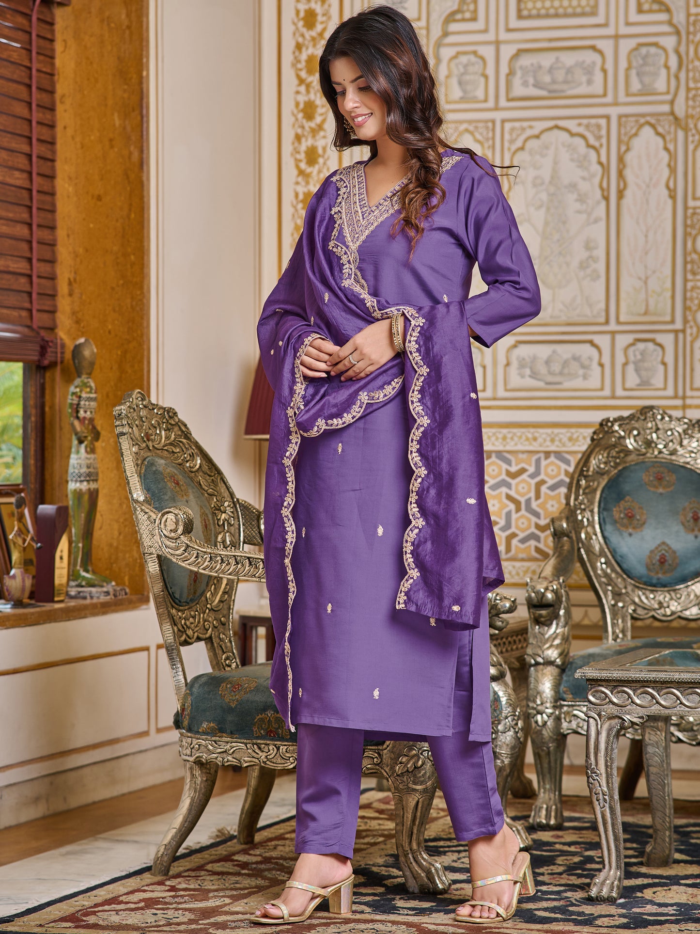 Lavender Designer Kurti Set