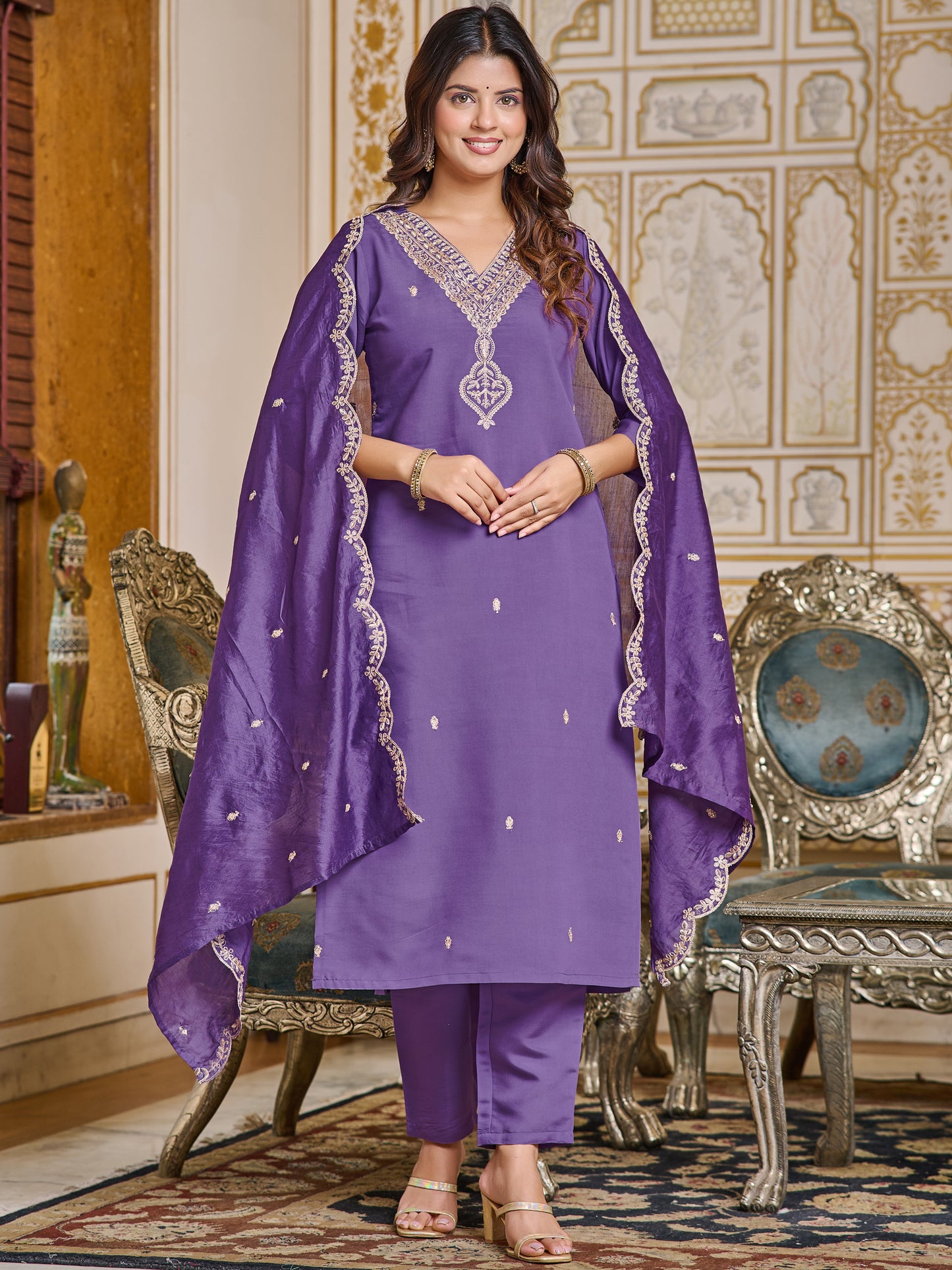 Lavender Designer Kurti Set