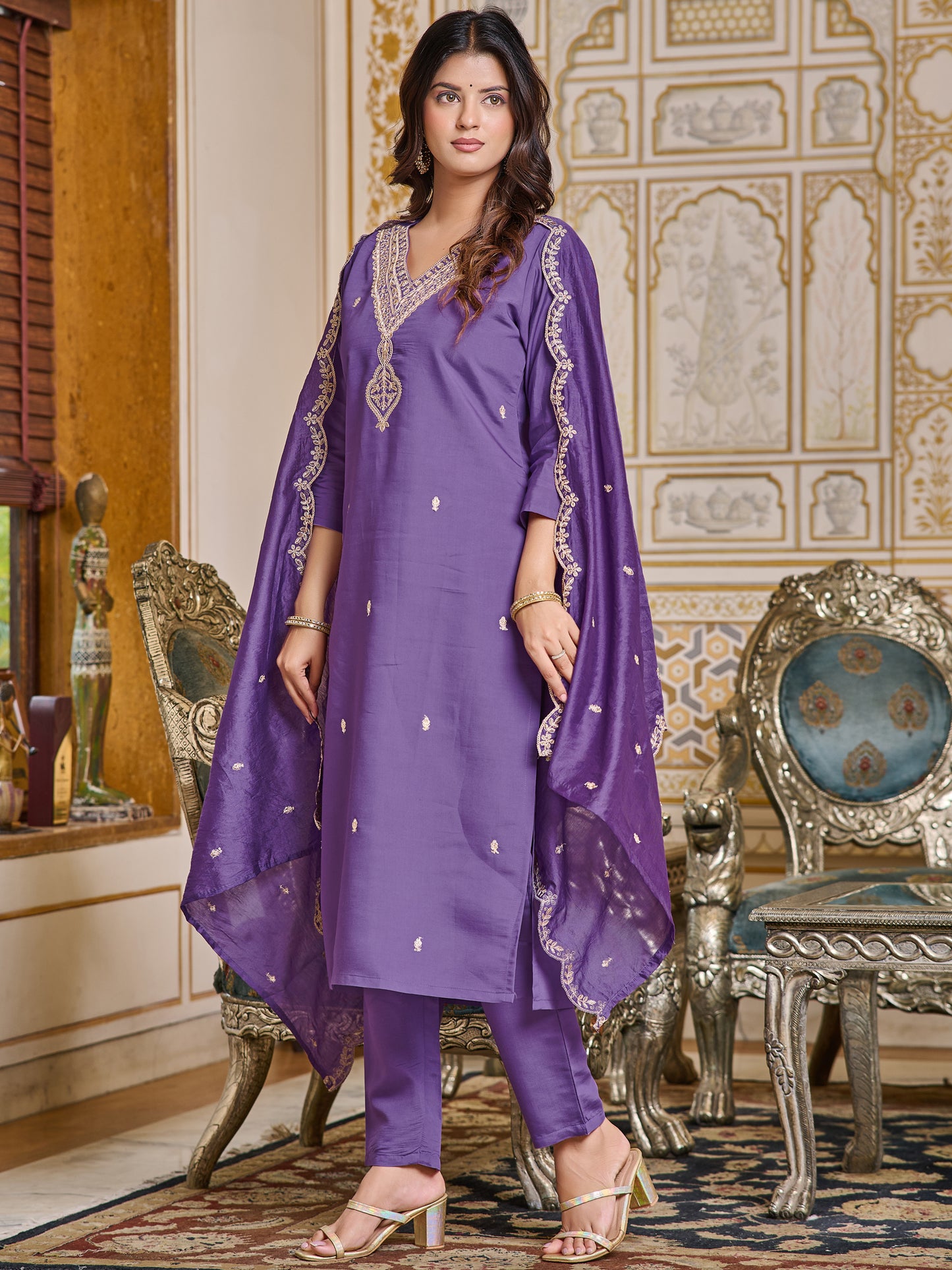 Lavender Designer Kurti Set