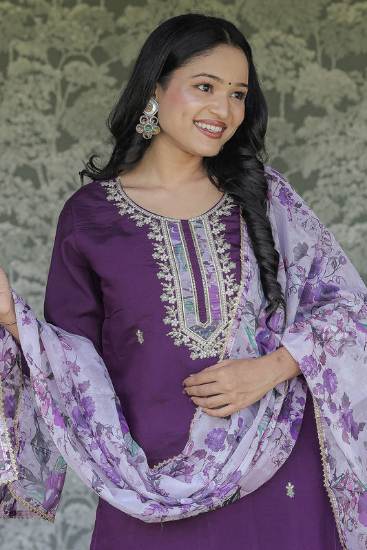 Wine Designer Kurti Set