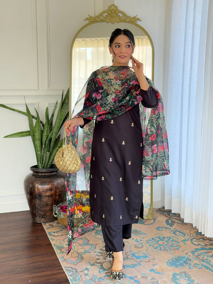 Black Designer Kurti Set