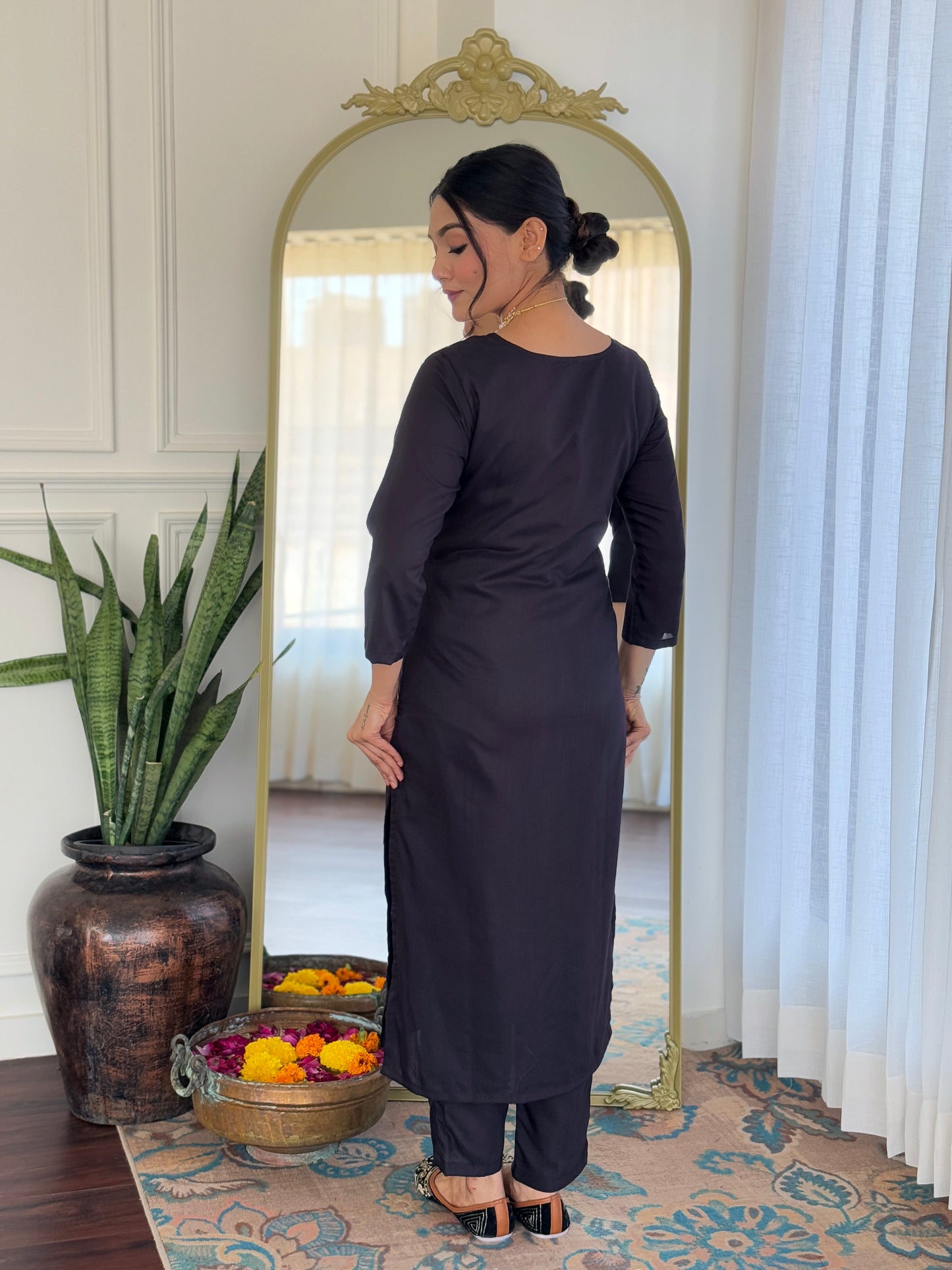 Black Designer Kurti Set