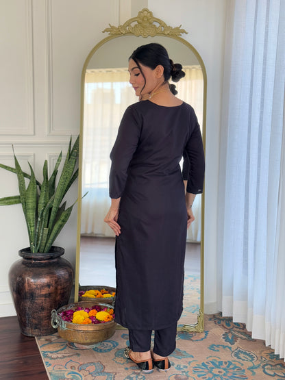 Black Designer Kurti Set