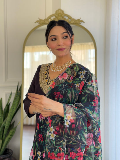 Black Designer Kurti Set