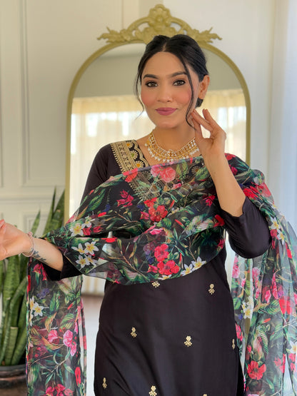 Black Designer Kurti Set