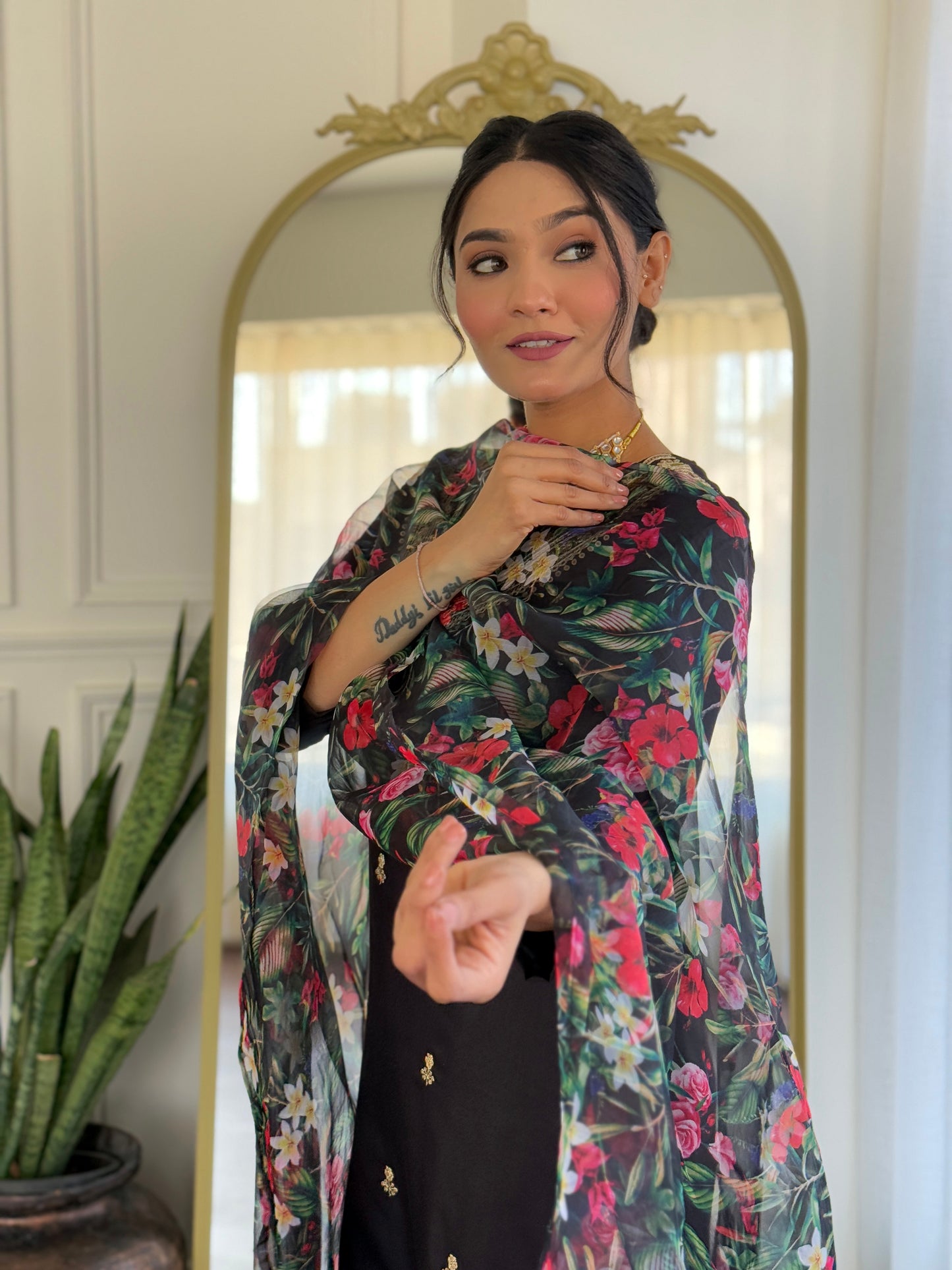 Black Designer Kurti Set