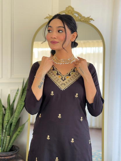 Black Designer Kurti Set