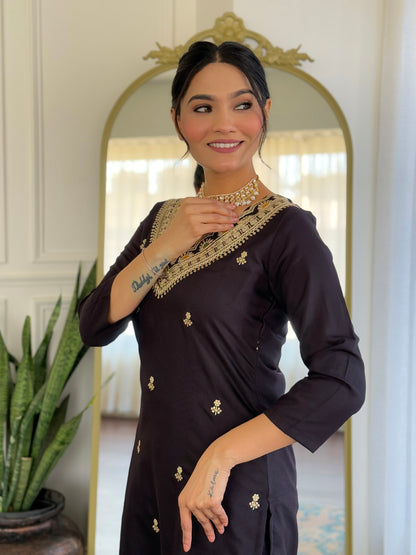 Black Designer Kurti Set