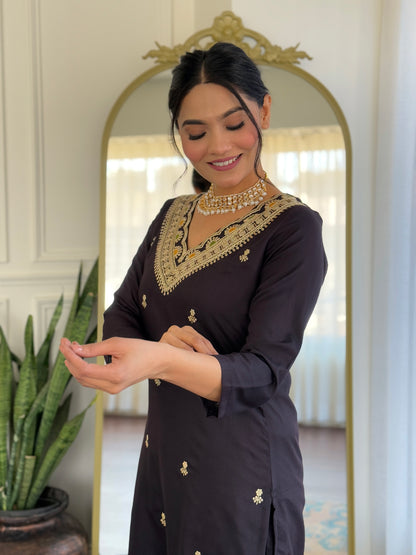 Black Designer Kurti Set