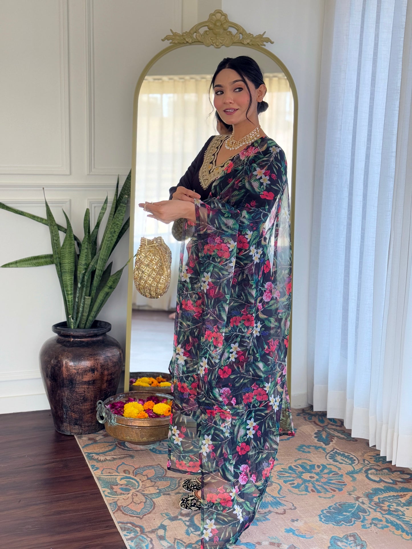 Black Designer Kurti Set