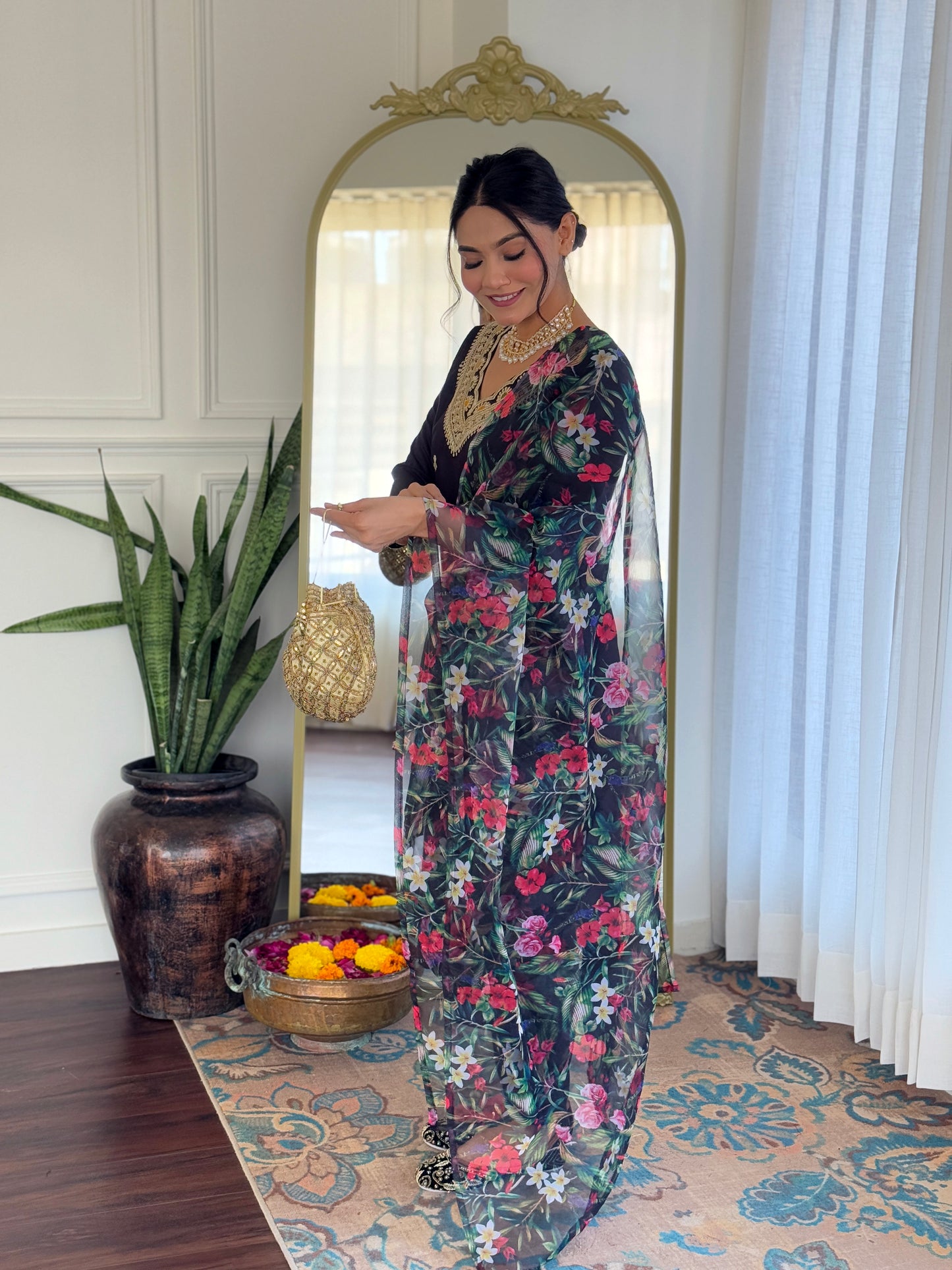 Black Designer Kurti Set