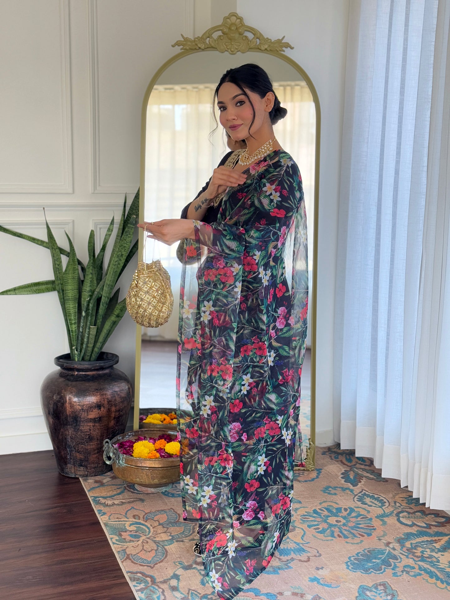 Black Designer Kurti Set