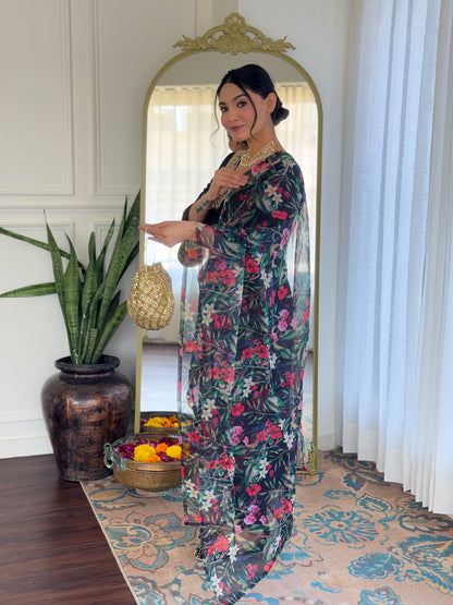 Black Designer Kurti Set