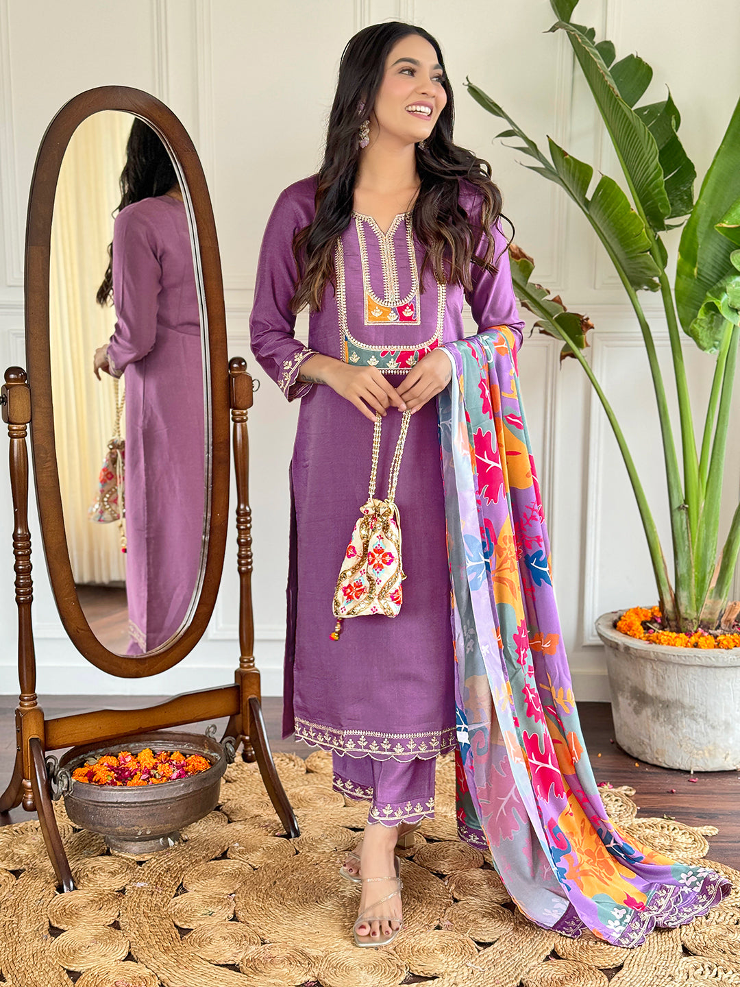 Lavender Designer Kurti Set