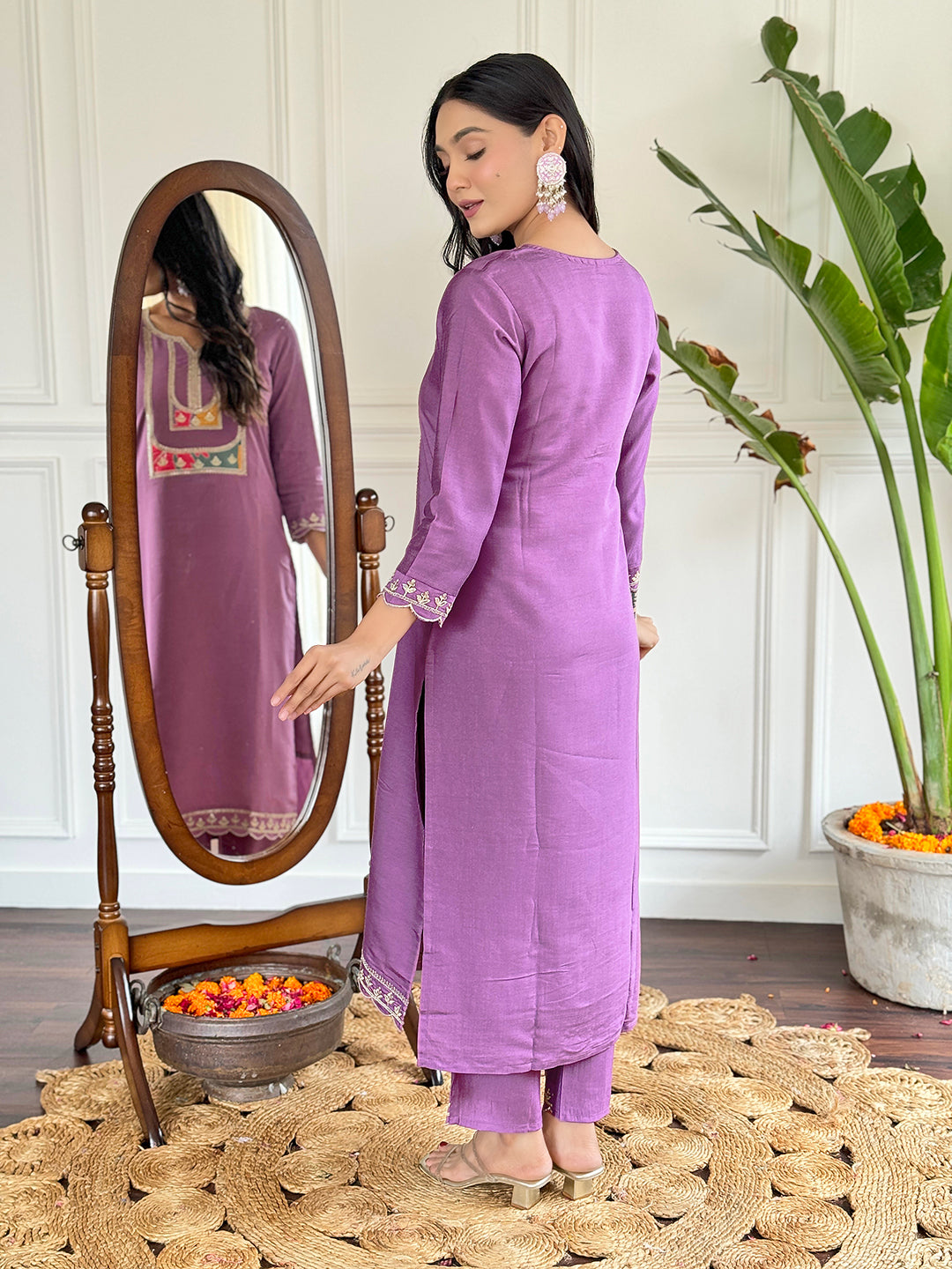 Lavender Designer Kurti Set