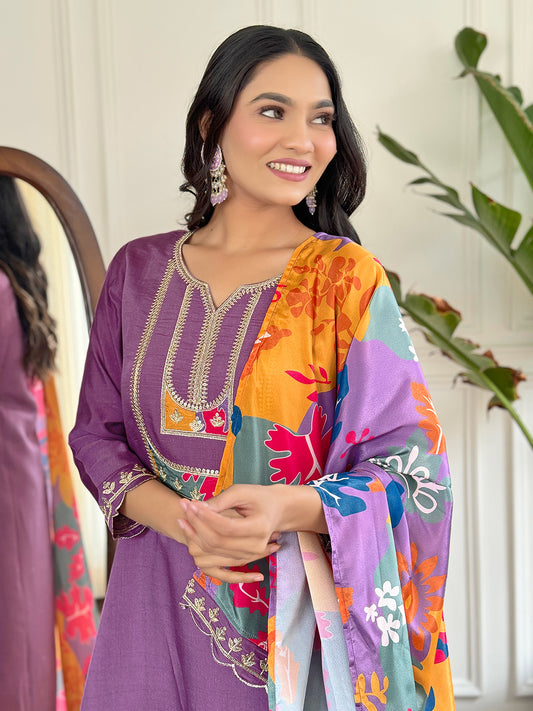 Lavender Designer Kurti Set
