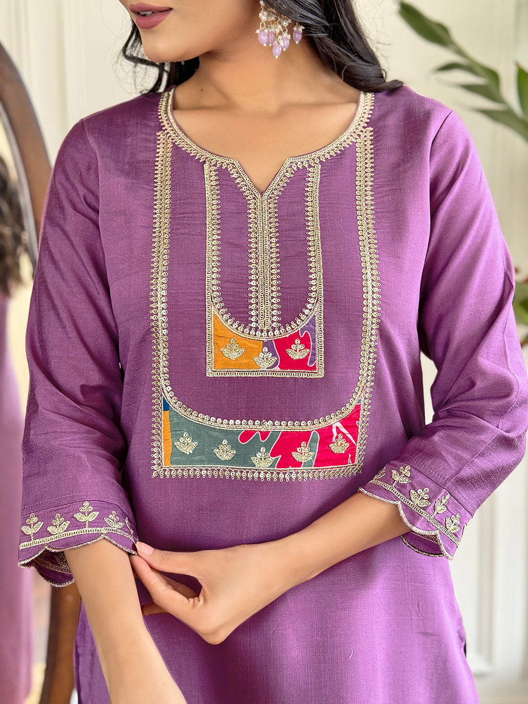 Lavender Designer Kurti Set