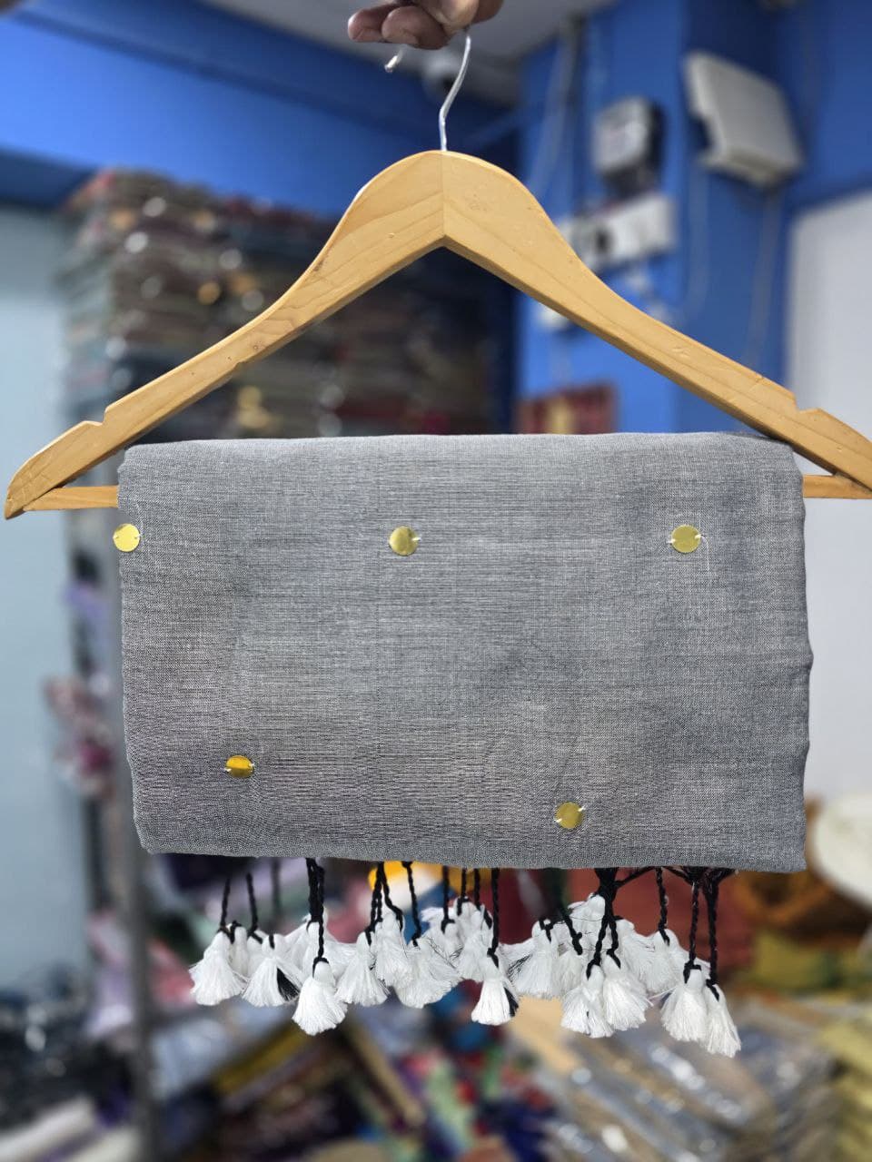 Divya Khadi Cotton Handloom Saree with Mirror Work and Embroidery Designer Blouse