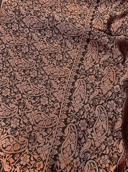 Elegant Black Queen Soft Lichi Silk Saree with Jacquard Border & Rich Blouse