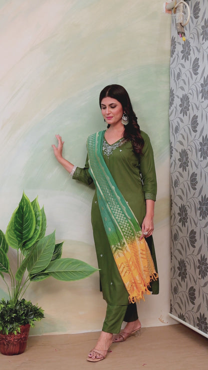 Sameera Viscose Chanderi Russel Kurti Set