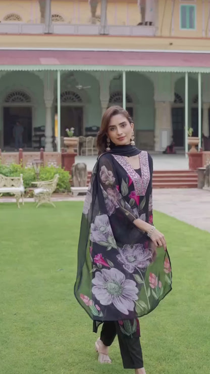 Sonika Georgette Viscose Chanderi Kurti Set