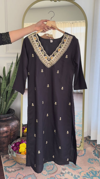 Black Designer Kurti Set